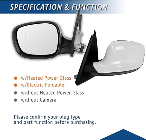 Passenger Side View Mirror Assembly Compatible with BMW X3 2011-2014, Black Right Rear Outside Exterior Mirrors w/Electric Foldable Heated Power Glass in Saudi Arabia