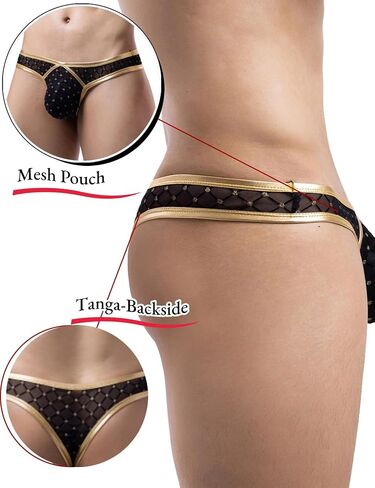 ohyeah Mens Sexy Thong Underwear with Pouch Checked Mesh G-String Thongs T-Back Breathable Briefs Lingerie for Men 6-12 in Saudi Arabia
