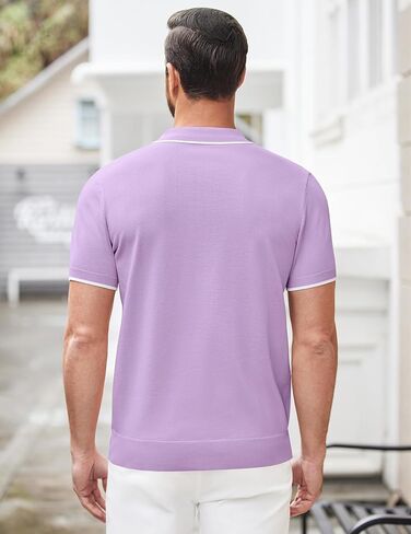 COOFANDY Men's Zipper Polo Shirt Casual Knit Short Sleeve Polo T Shirt Classic Fit Shirts in Kuwait