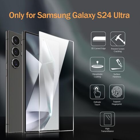 [2 Pack for Samsung Galaxy S24 Plus Screen Protector with [3S FOOLPROOF Installation Tray], Tempered Glass, [Auto Dustfree] [0.1S Fingerprint Unlock] [0 Bubble] Case Friendly, Anti Scratch in Kuwait