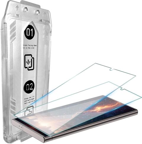 [2 Pack for Samsung Galaxy S24 Plus Screen Protector with [3S FOOLPROOF Installation Tray], Tempered Glass, [Auto Dustfree] [0.1S Fingerprint Unlock] [0 Bubble] Case Friendly, Anti Scratch in Kuwait