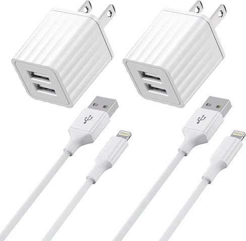 iPhone Charger 10ft, Fast iPhone Charger Dual 2Port USB Wall Charger Block Adapter Plug 2Pack & Long 10foot Fast Charging Nylon Braided Lightning Cable Cord for iPhone 14/13/12/11/XS/XR/8 Plus/SE iPad in Saudi Arabia