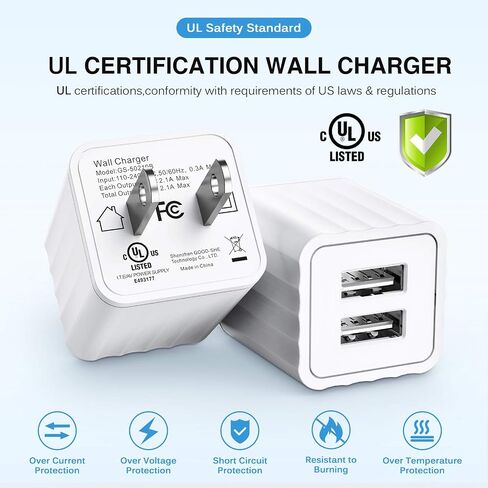 iPhone Charger 10ft, Fast iPhone Charger Dual 2Port USB Wall Charger Block Adapter Plug 2Pack & Long 10foot Fast Charging Nylon Braided Lightning Cable Cord for iPhone 14/13/12/11/XS/XR/8 Plus/SE iPad in Saudi Arabia