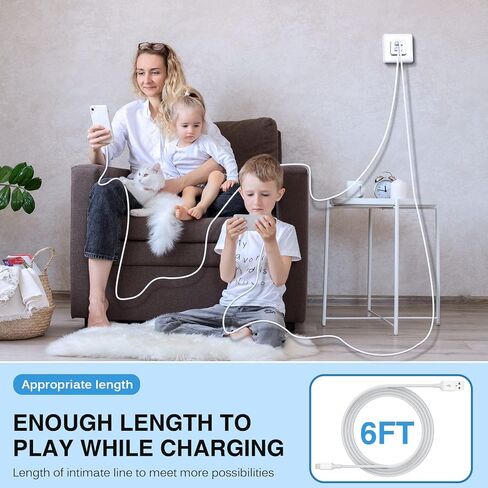 iPhone Charger 10ft, Fast iPhone Charger Dual 2Port USB Wall Charger Block Adapter Plug 2Pack & Long 10foot Fast Charging Nylon Braided Lightning Cable Cord for iPhone 14/13/12/11/XS/XR/8 Plus/SE iPad in Saudi Arabia