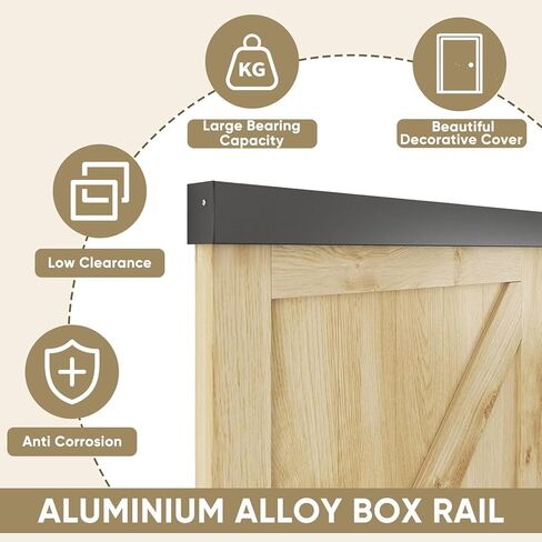 مجموعة أدوات باب الحظيرة بطول 6 أقدام من JUBEST، أجهزة السكك الحديدية لصندوق سبائك الألومنيوم، مسار باب منزلق منخفض الخلوص للباب الخشبي الداخلي الكلاسيكي الحديث، أسود in Kuwait