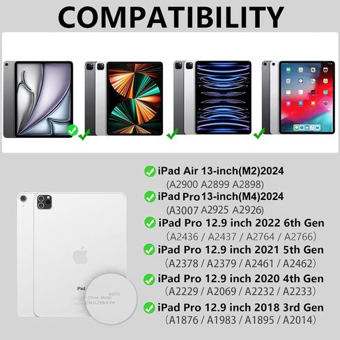 Amzcase for iPad Air 13 Inch Pro 12.9 Pro 13 Case مع لوحة المفاتيح ، حالة لوحة المفاتيح القابلة للفصل Folio لـ iPad 13 Pro (M4) Air 13in (M2) Pro 12.9 6th/5/4/4/3rd Gen ، Holder ، Pen Wake/Up ، الخوخ الوردي in Kuwait