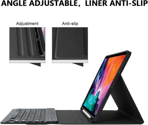 Amzcase for iPad Air 13 Inch Pro 12.9 Pro 13 Case مع لوحة المفاتيح ، حالة لوحة المفاتيح القابلة للفصل Folio لـ iPad 13 Pro (M4) Air 13in (M2) Pro 12.9 6th/5/4/4/3rd Gen ، Holder ، Pen Wake/Up ، الخوخ الوردي in Kuwait