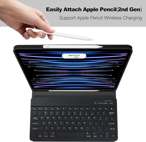 Amzcase for iPad Air 13 Inch Pro 12.9 Pro 13 Case مع لوحة المفاتيح ، حالة لوحة المفاتيح القابلة للفصل Folio لـ iPad 13 Pro (M4) Air 13in (M2) Pro 12.9 6th/5/4/4/3rd Gen ، Holder ، Pen Wake/Up ، الخوخ الوردي in Kuwait
