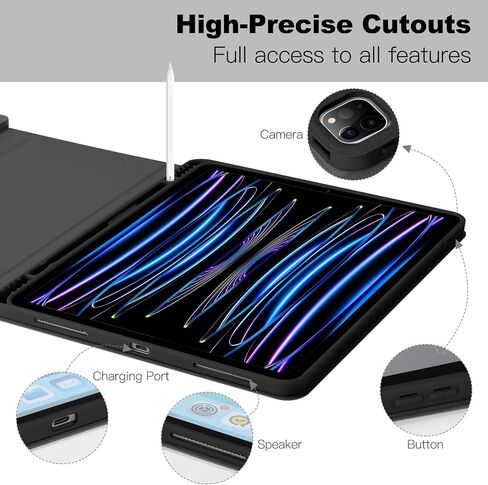 Amzcase for iPad Air 13 Inch Pro 12.9 Pro 13 Case مع لوحة المفاتيح ، حالة لوحة المفاتيح القابلة للفصل Folio لـ iPad 13 Pro (M4) Air 13in (M2) Pro 12.9 6th/5/4/4/3rd Gen ، Holder ، Pen Wake/Up ، الخوخ الوردي in Kuwait