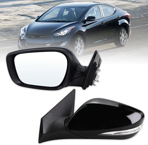 Right Passenger Side Mirror Compatible With 2011 2012 2013 Hyundai Elantra With Manual folding Power Glass Heated Black Replace#HY1321179(5Pins) in Kuwait