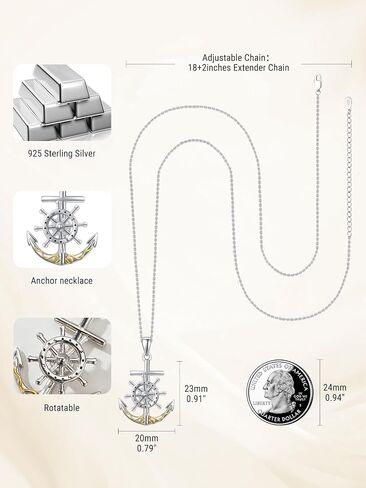 Palpitate Anchor Necklaces Anchor Necklace for Women Girls 925 Sterling Silver Nautical Anchor Pendant Sea Jewelry Gifts for Women Sailor in Saudi Arabia