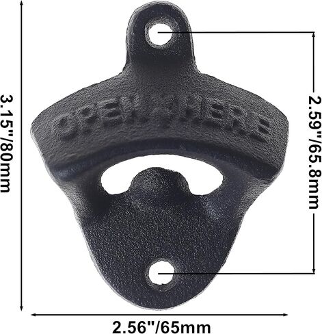 HAIICEN 8 Packs Cast Iron Beer Bottle Opener Wall Mounted Bottle Cap Opener Black Open Here for Patio Party Gifts (Satin Black) in Kuwait