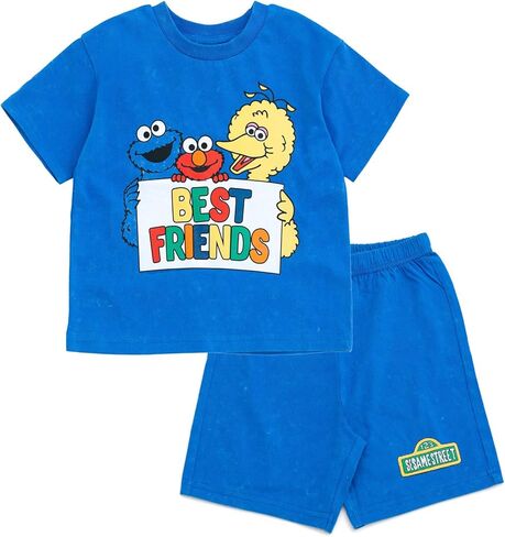 مجموعة ملابس تي شيرت وشورت برسومات أوسكار ذا جروتش إلمو بيرت وإيرني من Sesame Street للرضع والأطفال الصغار in Kuwait