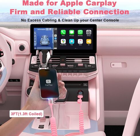 كابل Lightning ملفوف ، حزمة 2 ، سلك iPhone 3ft لسيارة Apple Carplay كبل [معتمد من MFI] كابل شاحن iPhone ، USB القابل للسحب إلى كابل Lightning لـ iPhone 14/13/11 ، PAD ، AirPods - Black in Saudi Arabia