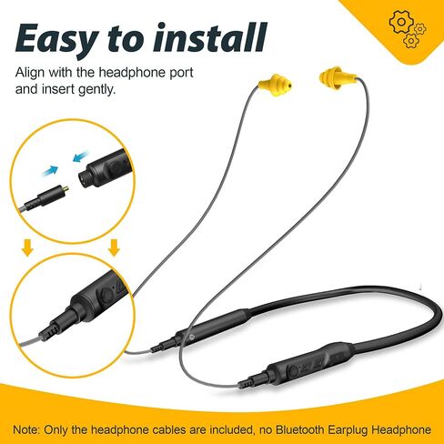 MIPEACE 2 Pieces Replacement Earbuds Cables for Work Earbuds Bluetooth（Black & Orange） in Kuwait