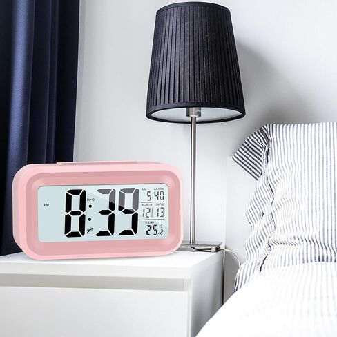 4.5"" LED Display Digital Alarm Clock Battery Operated/Night Light with Indoor Temperature, Small Alarm Clock Bedrooms Beside Travel (White) in Saudi Arabia