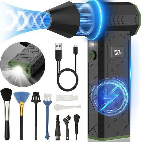 Duster Air Electric مع مصباح يدوي ، 180000 دورة في الدقيقة هواء مضغوط مع 4 ترس ، 10000 مللي أمبير في الساعة منفاخ صغير قابل لإعادة الشحن مع إضاءة مساعدة ، هواء هواء ، الكمبيوتر ، لوحة المفاتيح ، في الهواء الطلق in Saudi Arabia