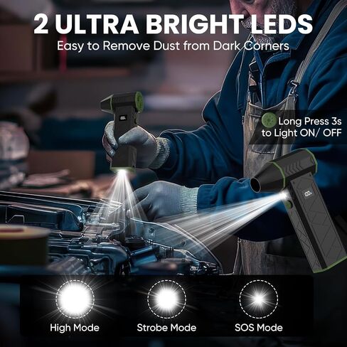 Duster Air Electric مع مصباح يدوي ، 180000 دورة في الدقيقة هواء مضغوط مع 4 ترس ، 10000 مللي أمبير في الساعة منفاخ صغير قابل لإعادة الشحن مع إضاءة مساعدة ، هواء هواء ، الكمبيوتر ، لوحة المفاتيح ، في الهواء الطلق in Saudi Arabia