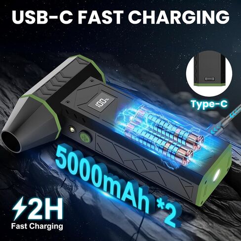 Duster Air Electric مع مصباح يدوي ، 180000 دورة في الدقيقة هواء مضغوط مع 4 ترس ، 10000 مللي أمبير في الساعة منفاخ صغير قابل لإعادة الشحن مع إضاءة مساعدة ، هواء هواء ، الكمبيوتر ، لوحة المفاتيح ، في الهواء الطلق in Saudi Arabia