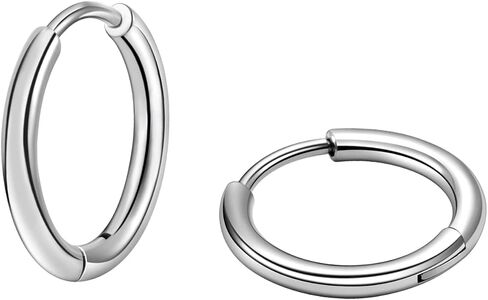 Titanium G23 Sliver Hoop Earrings for Women Men Lobe 2PCS 18g Inner Diameter 9mm Width 2.5mm Jewellery Hypoallergenic Earrings Birthday for Her Ladies Fashion Small Tiny Huggie Earrings. in Saudi Arabia