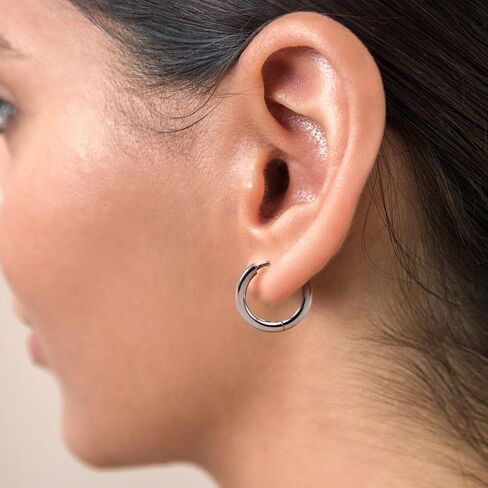 Titanium G23 Sliver Hoop Earrings for Women Men Lobe 2PCS 18g Inner Diameter 9mm Width 2.5mm Jewellery Hypoallergenic Earrings Birthday for Her Ladies Fashion Small Tiny Huggie Earrings. in Saudi Arabia