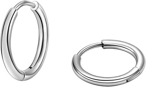 Titanium G23 Sliver Hoop Earrings for Women Men Lobe 2PCS 18g Inner Diameter 9mm Width 2.5mm Jewellery Hypoallergenic Earrings Birthday for Her Ladies Fashion Small Tiny Huggie Earrings. in Saudi Arabia