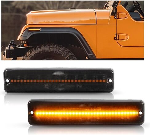 HECASA Pair LED Side Marker Light Compatible with 1987-1995 Jeep Wrangler YJ Replacement for CH2550105 56001424 Front Side Light Lamp 2Pcs Driver&Passenger Side - Clear Lens in Saudi Arabia
