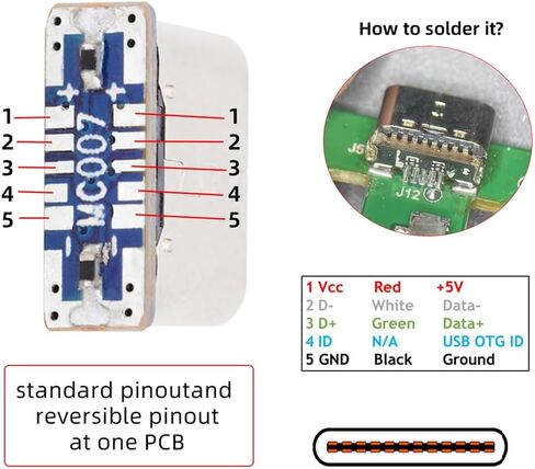 XIWAI 5PCS/LOT TYPE-C SUBET SOCKET SOCKER DIY CONNECTOR REPLIS in Kuwait