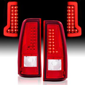 Red LED Tail Lights Assembly compatible with 2003 2004 2005 2006 Chevy Silverado 1500 1500HD 2500 2500HD, 2007 Silverado Classic Driver & Passenger Side