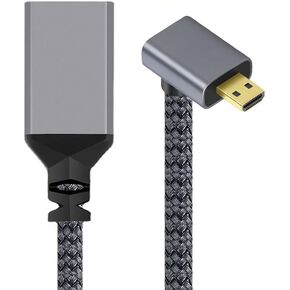cablecc 4K Type-D 90 Degree Right Angled Micro HDMI 1.4 Male to HDMI Female Extension Cable for DV MP4 Camera DC Laptop