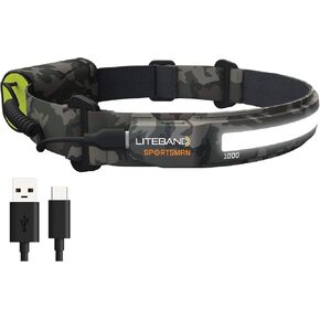 Liteband PRO 1400 Lumens LED Headlamp, Rechargeable Battery Powered, Super Bright Tactical Head Lamp Flashlight Hard Hat Light, Mechanic Lamps, Camping, Running, Best Rated For Adults Forehead, Carbon