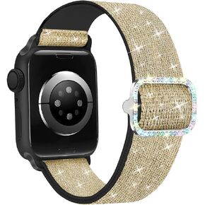 Bling Stretchy Nylon Band Compatible with Apple Watch Band 38mm 40mm 41mm 42mm 44mm 45mm 46mm 49mm for Women, Sparkly Elastic Solo Loop Bands for iWatch Ultra SE Series 10/9/8/7/6/5/4/3/2/1 in Saudi Arabia