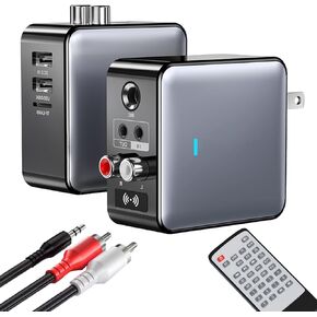 Bluetooth Audio Receiver Transmitter DSP Headphone Amplifier Digital-to-Analog Audio Converter Adapter Charging with 3.5mm AUX, RCA, 6.5mm Microphone Connection for headphones,speakers,TV,theater,PC