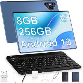 2025 New P70 Android 13.0 Tablet 10.1 inch Tablets HD 3200 * 2800 in-Cell Full Screen Android Tablet, 8GB RAM + 256GB ROM,8800mAh, 3G/4G/5G WiFi Tablet PC (Blue)