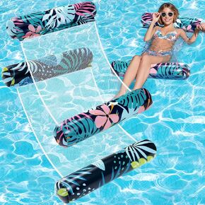 2 Pack Pool Floats Adult - 4-in-1 Pool Floats Hammock, Drifter, Lounge Chair, Saddle, Inflatable Non-Stick PVC Material Pool Float for Vacation