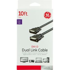 GE home electrical GE DVI-D Dual Link Cable, 10 Foot Cable, Video, 1600 X 1200 and Higher, for PC, Digital Monitor or HDTV, Black, 34508 in Saudi Arabia
