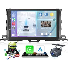 8 Core 4+32G Car Radio Stereo for Toyota Highlander 2014-2019: 10.2 Inch HD Touch Screen with Wireless Carplay Android Auto 5G WiFi GPS Bluetooth FM DSP SWC Backup Camera