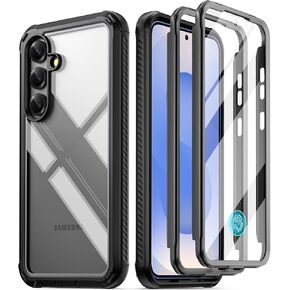 Poetic Guardian MagPro Case for Galaxy S25+ Plus 6.7" (2025), [20FT Mil-Grade Drop Tested] Built-in Screen Protector [Work with Fingerprint ID] Full Body Shockproof Rugged Clear Case, Black/Clear