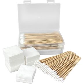 Universal Gun Cleaning Kit - 2 X 2 Inches Patches - 200 PCS 6 Inches Point Swabs - Reusable Foam Swabs / 3 Pcs Gun Cleaning Brush, and A Silicon Gun Cloth Suitable for Most Gun Firearm