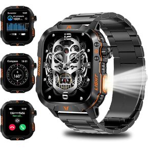 Men's Military Smart Watch Altimeter Barometer Compass IP68 Waterproof Suitable for Swimming Answer/Make Call Function Outdoor Tactical Smart Fitness Watch Heart Rate Smart Watch for Android & iOS