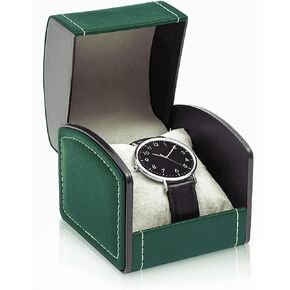 Single Watch Case, PU Leather Watch Travel Case with Removable Cushion, Jewelry Storage Case Organizer Portable Square Watch Box Bracelet Holder for Most Watches and Smart Watch