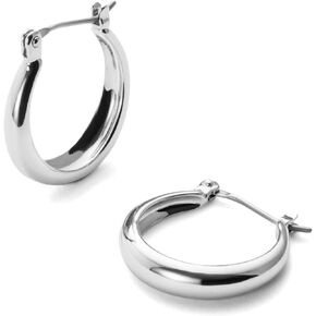 Ana Luisa Chunky Silver Hoop Earrings - Abby - Versatile Silver Rhodium Plated Hoops - Hypoallergenic, Water-Resistant, Tarnish-Free - Stylish Hoop Earrings - Valentine's Day Gifts for Her in Kuwait