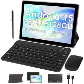 ATOZEE Tablet with Keyboard Android 13 Tablets 2 in 1 Tablet 12GB+128GB, 10 inch Tablets Set Include Case Mouse Stylus Pen, 10.1" Tableta HD Dual Camera 2.4G/5G Wi-Fi WIFI6 BT5.0 Game Tab PC