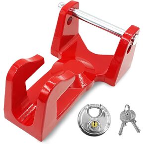 Gooseneck Trailer Lock with Keyed Padlock Heavy Duty 2-5/16" Gooseneck Hitch Trailer Lock Fit for Heavy Trailers, Livestock Haulers and RVs Black