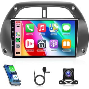 Android 13 Radio Carplay for Toyota RAV4 2001 2002 2003 2004 2005 2006, Rimoody Car Stereo 9 Inch Touch Screen GPS WiFi Android Auto Mirror Link Bluetooth FM HiFi + AHD Backup Camera