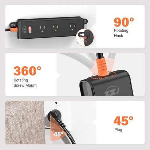 قطاع الطاقة المقاوم للعوامل الجوية ، واقي ارتفاع 7-in-1 مع 3 منافذ واسعة 2usb A و 2USB C ، 1875W/15A ، سلك امتداد في الهواء الطلق مسطح 10 قدم المسطح لصالح UL FCC في الهواء الطلق ، UL FCC مدرجة in Saudi Arabia