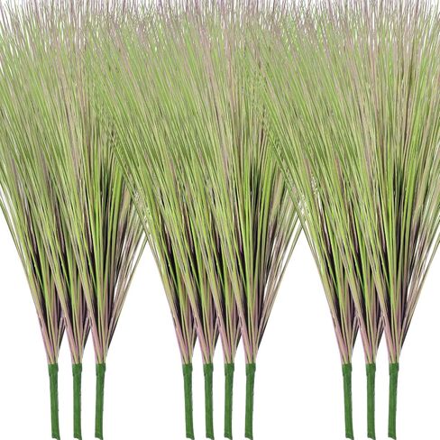 10 Pack Artificial Plants 27 Inch Tall Onion Grass Greenery Fake Grass Faux Greenery Stems Green Artificial Shrubs for Outdoors Plastic Small Bushes for Office Room Gardening Indoor (Green,) in Saudi Arabia