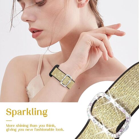 Bling Stretchy Nylon Band Compatible with Apple Watch Band 38mm 40mm 41mm 42mm 44mm 45mm 46mm 49mm for Women, Sparkly Elastic Solo Loop Bands for iWatch Ultra SE Series 10/9/8/7/6/5/4/3/2/1 in Kuwait