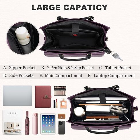 RAKERMORE LAPTOP BAG للنساء 15.6 بوصة محمول حقيبة عمل حقيبة عمل حقيبة عمل محترفة محترفة للماء جلسة كمبيوتر حقيبة كتف حقيبة كتف معلم. in Kuwait