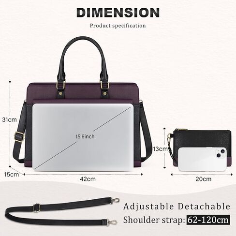 RAKERMORE LAPTOP BAG للنساء 15.6 بوصة محمول حقيبة عمل حقيبة عمل حقيبة عمل محترفة محترفة للماء جلسة كمبيوتر حقيبة كتف حقيبة كتف معلم. in Kuwait